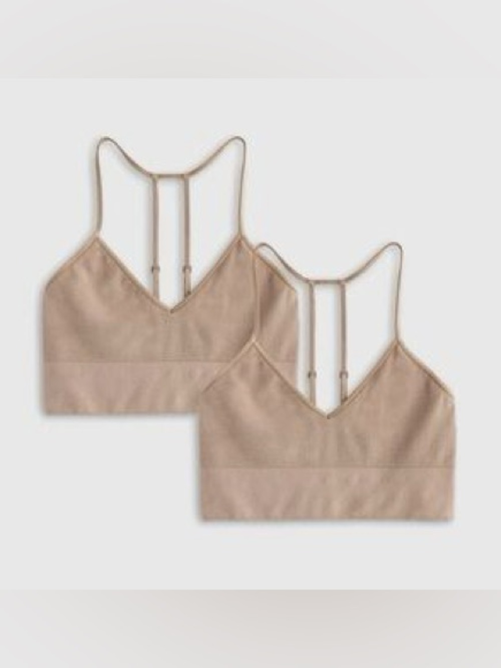 Quince Comfort Rib T-Back Bralettes NEW 2 Pack